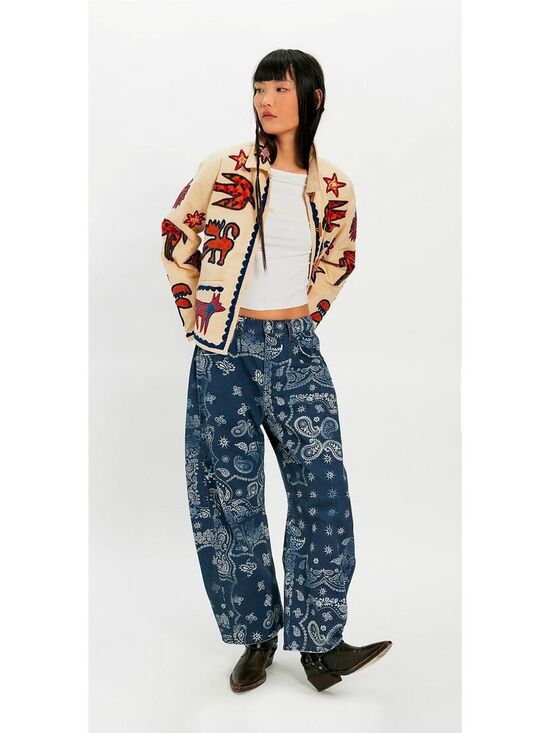 Free People Other - CURRENT- $128|Sz.29|We The Free Good Luck Printed Barrel Jeans